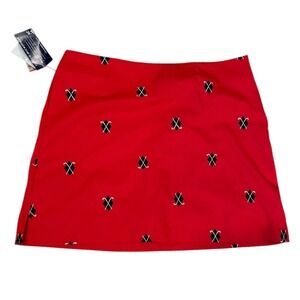 Y2K NWT Coral Bay Golf red skort with golf clubs monograms embroidered size 18‎